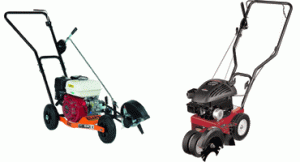 two styles of gas powered lawn edgers