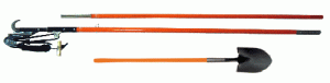 long handle tools including shovel, pole loppers and pole saw