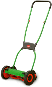 green and orange pushmower
